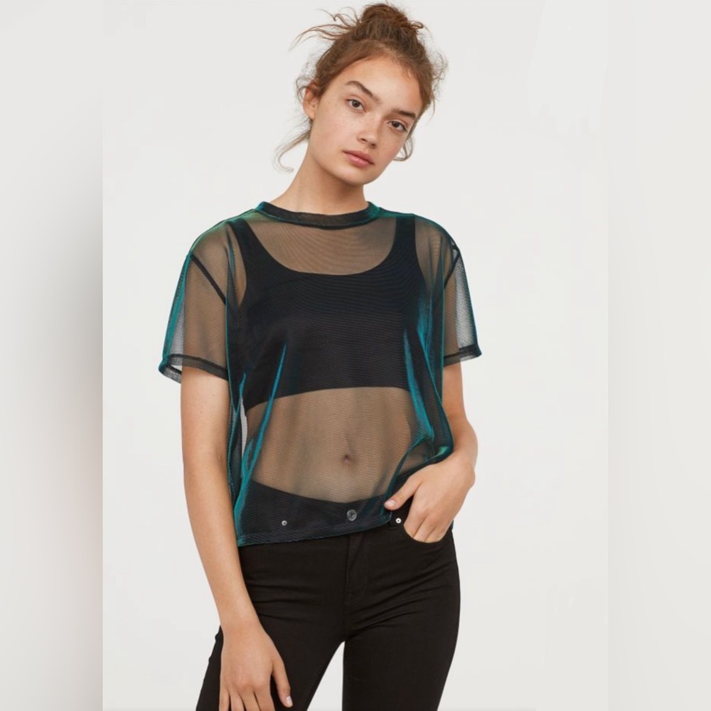 HM Shimmering Mesh Top